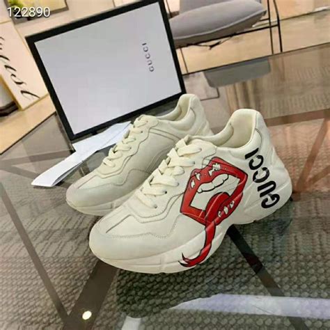 gucci rhyton sneaker with mouth print|gucci gg rhyton sneakers men's.